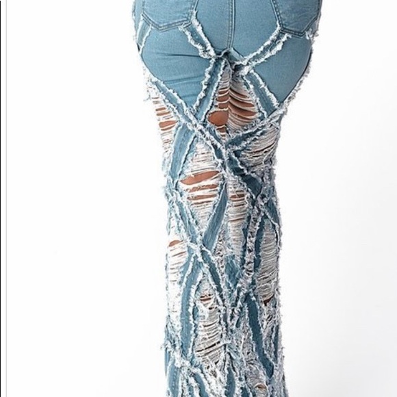 2X 🎉HP🎉 Ripped Flare Denim Pants Destroyed Jeans - Picture 5 of 9